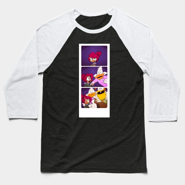 Darkwing Fam Photobooth Baseball T-Shirt by jzanderk